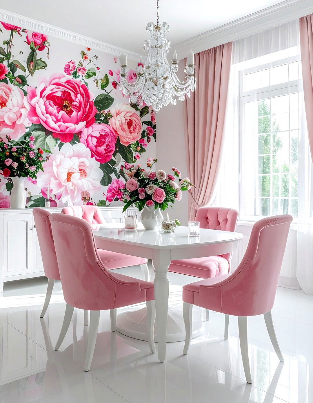 Bright floral dining room - 30 colorful dining room ideas