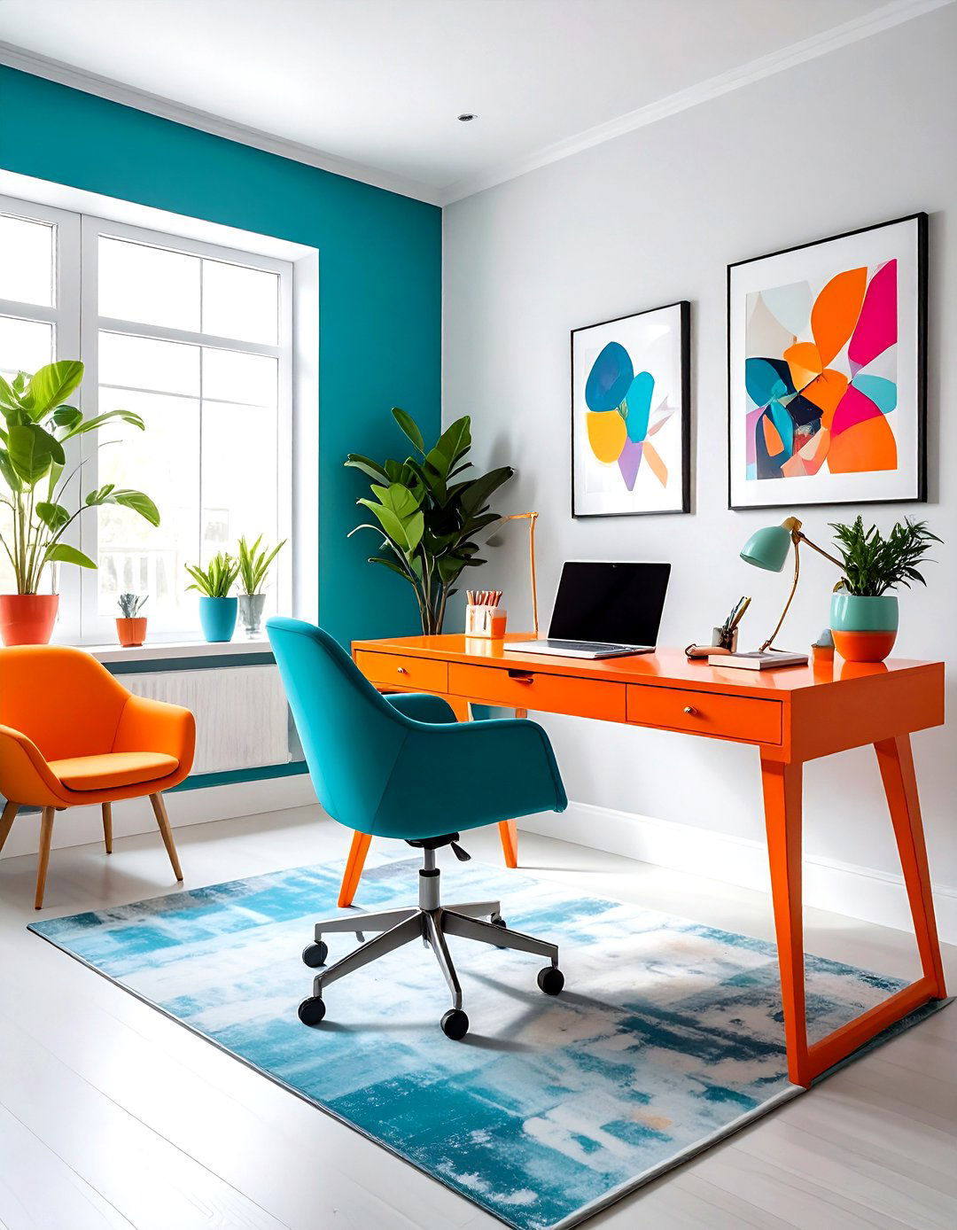 Bright home office - 30 colorful home decor ideas