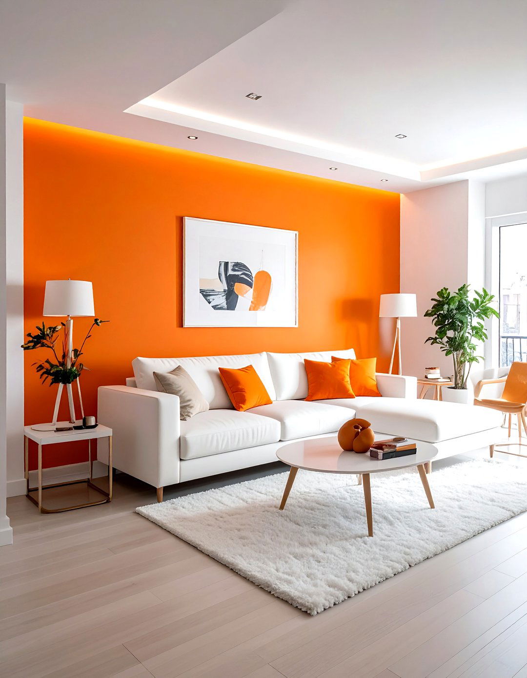Bright orange and white apartment living room - 30 orange and white living room ideas