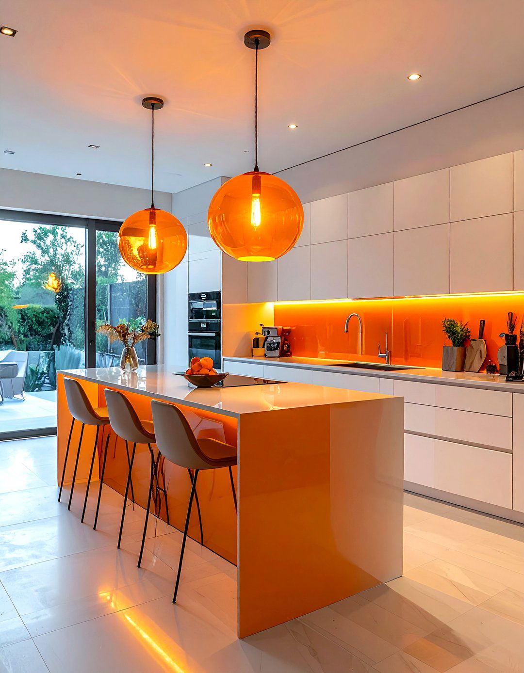 Bright orange kitchen lighting - 30 orange kitchen decor ideas