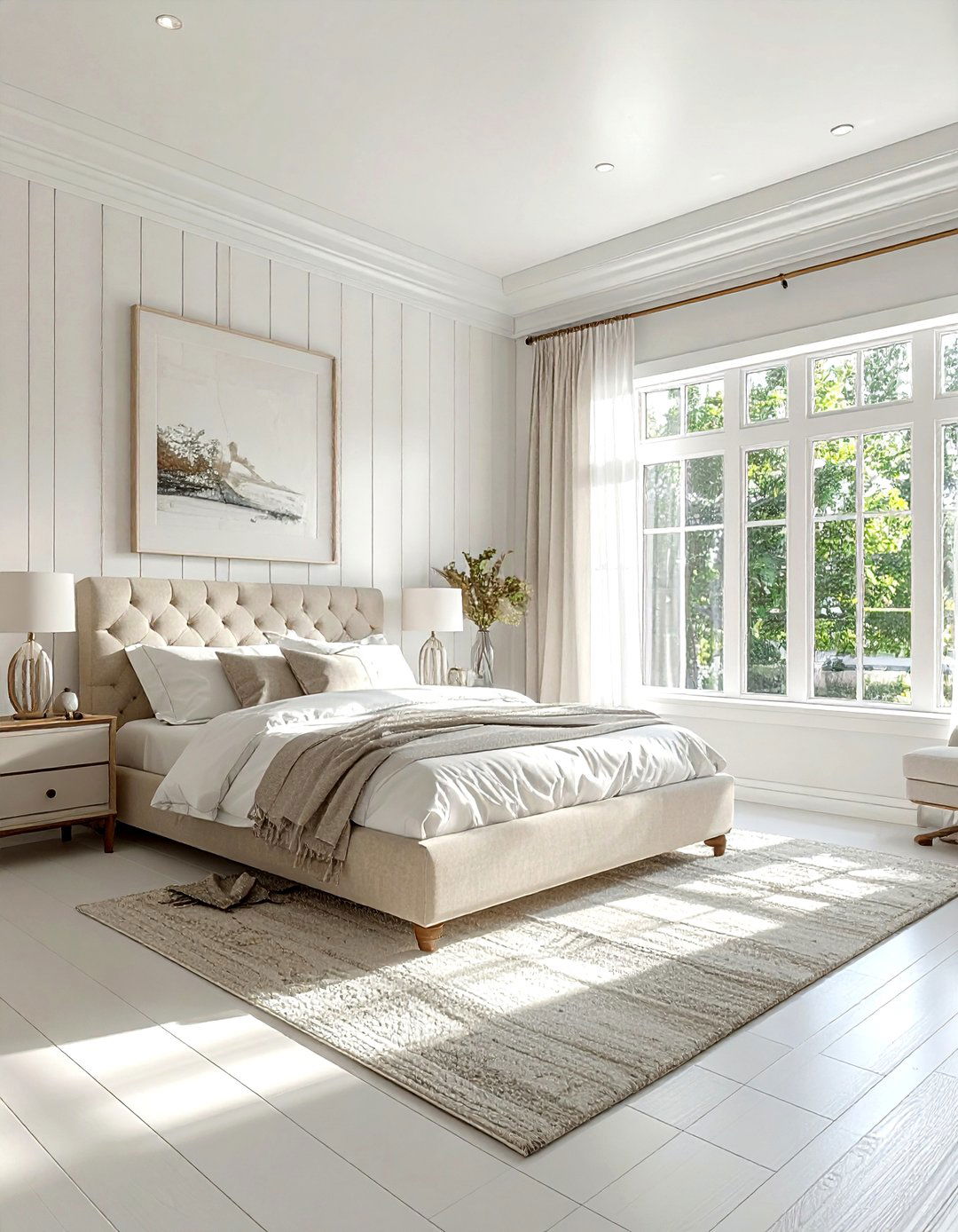 Bright white and beige bedroom - 30 farmhouse beige bedroom ideas