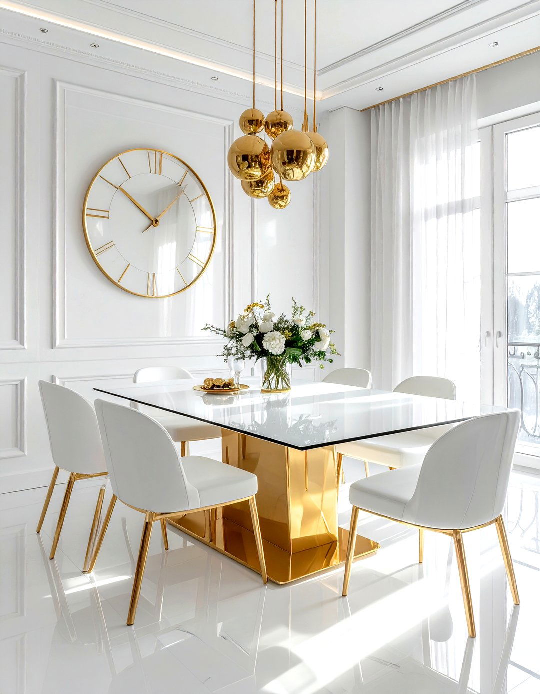 Bright white gold dining room - 30 gold and white dining room ideas