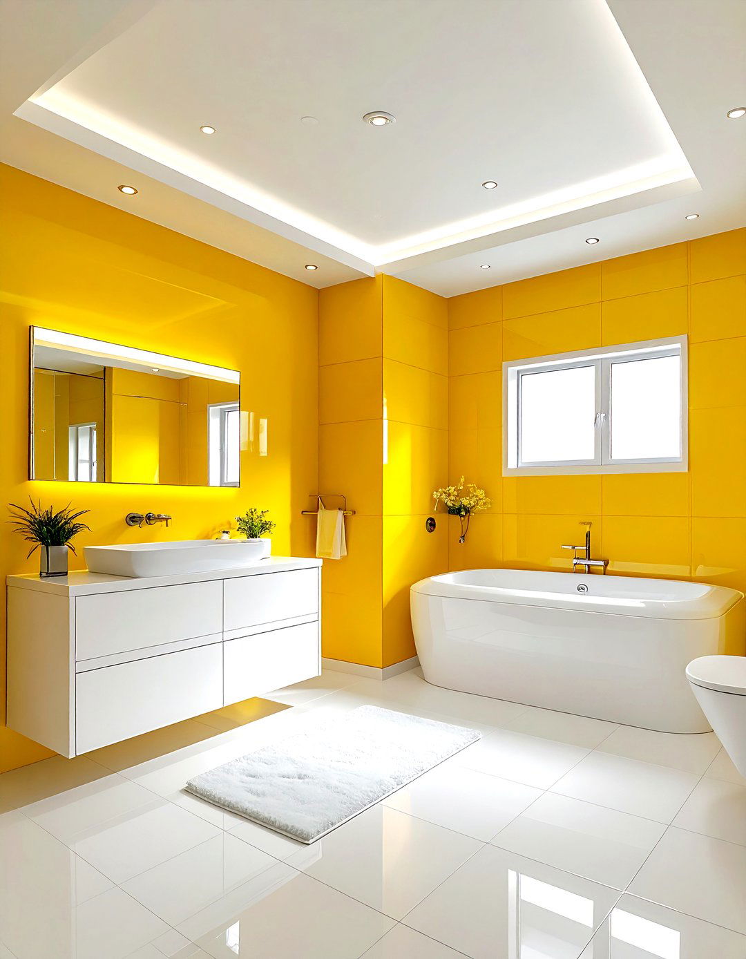Bright yellow bathroom - 30 yellow and white bathroom ideas