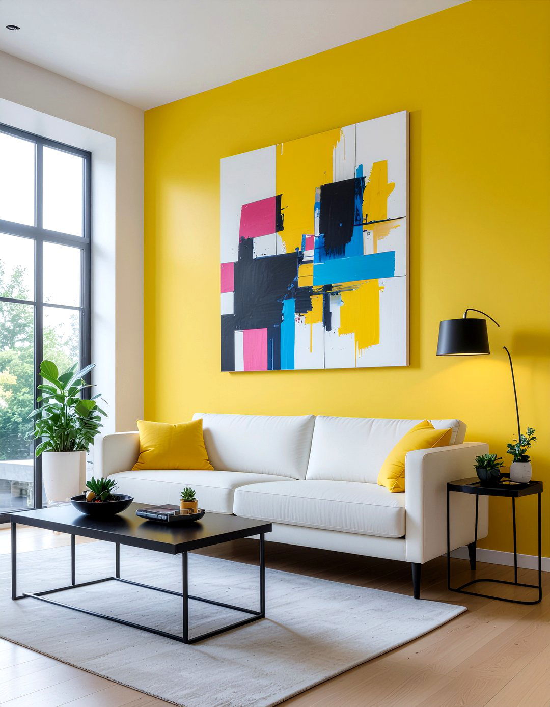 Bright yellow living room - 30 living room yellow walls
