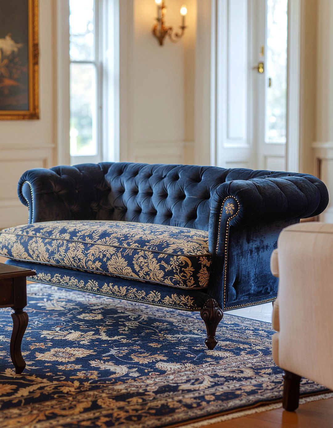 Brocade Fabric Sofa - 30 living room Victorian furniture ideas