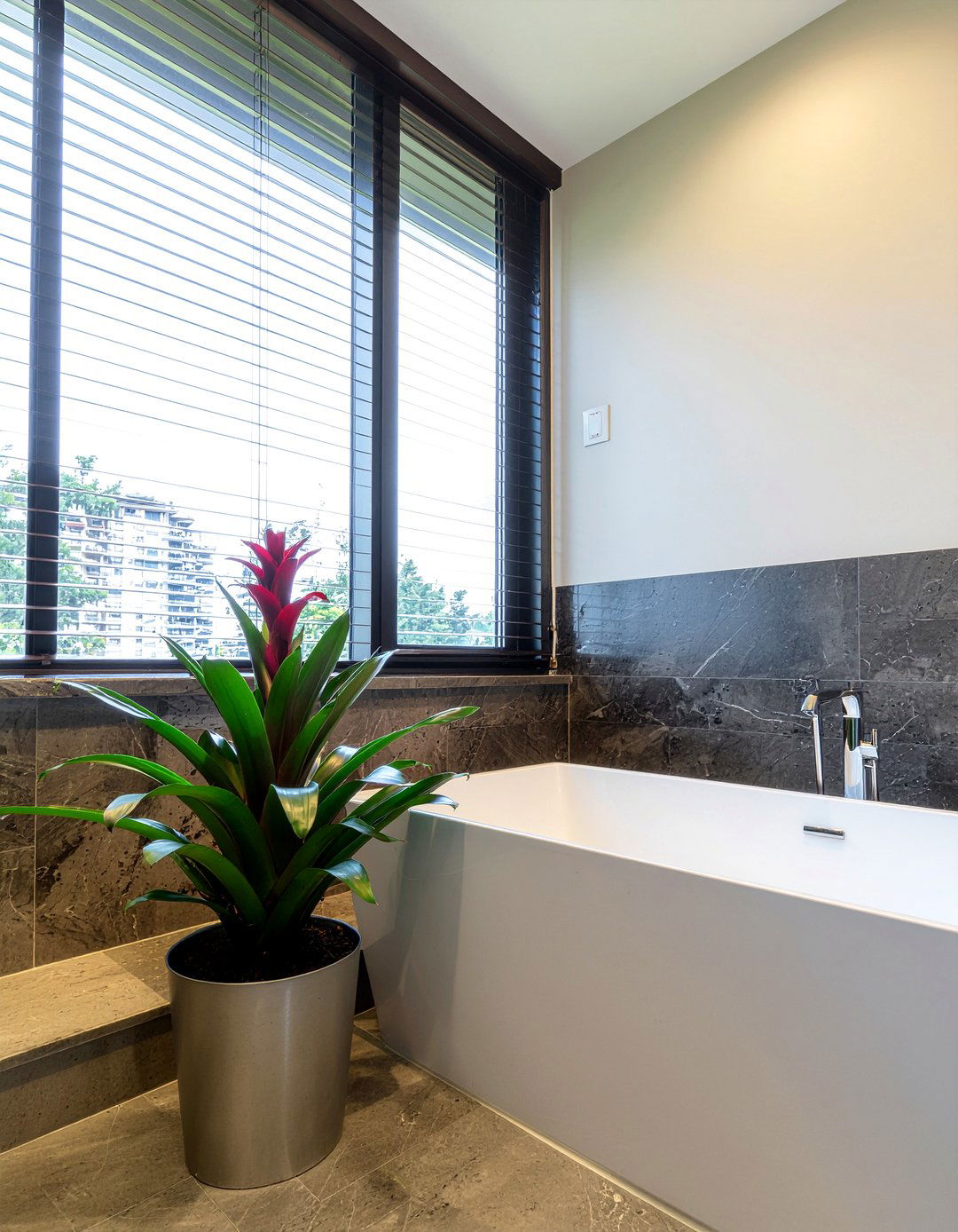Bromeliad Tropical Bathroom - 30 bathroom plant ideas