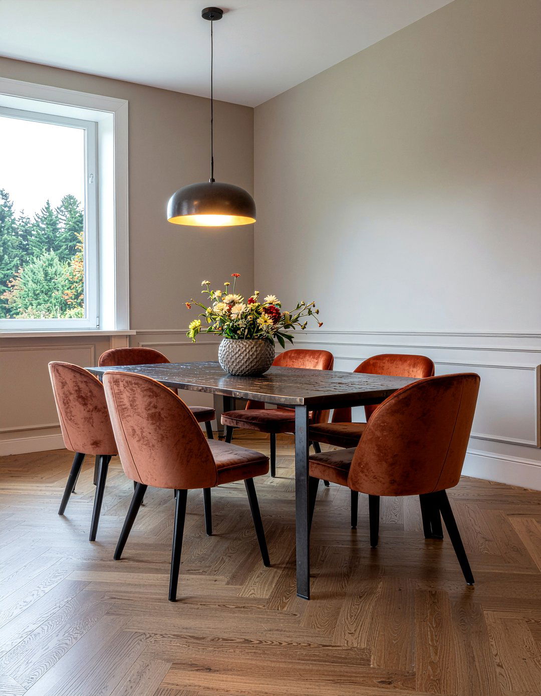 Bronze Dining Table - 30 metal dining room ideas