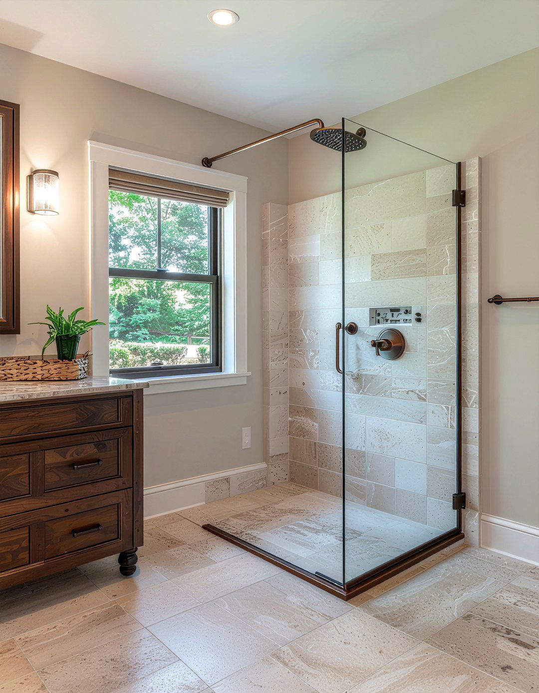Bronze Frame Glass Shower Door - 30 bathroom glass door ideas