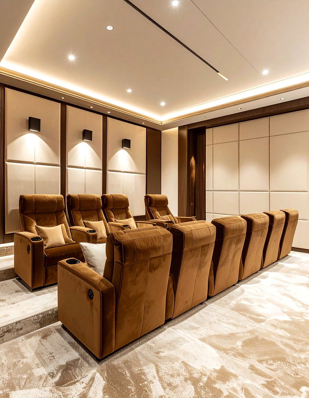 Bronze and cream media room - 30 warm color scheme ideas