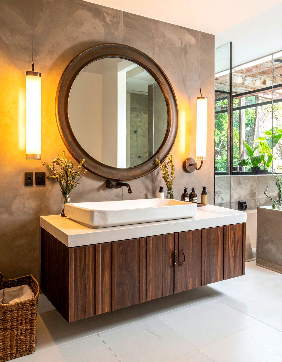 Bronze bathroom mirror - 30 earthy tone bathroom ideas