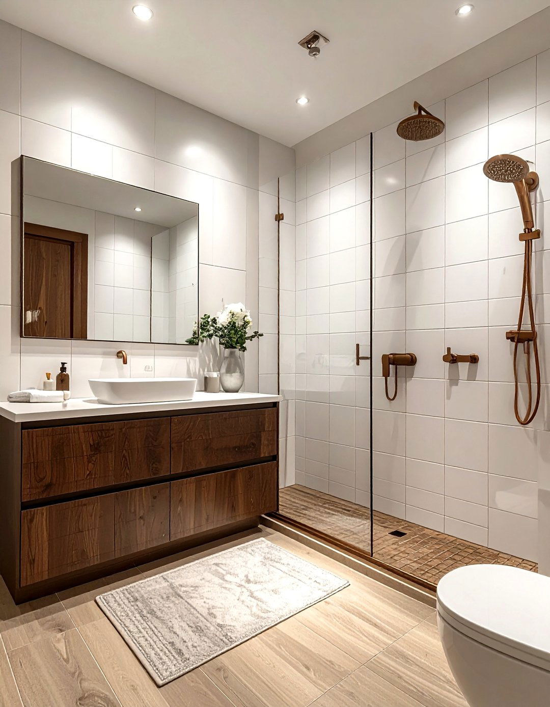 Bronze hardware brown bathroom - 30 brown and white bathroom ideas