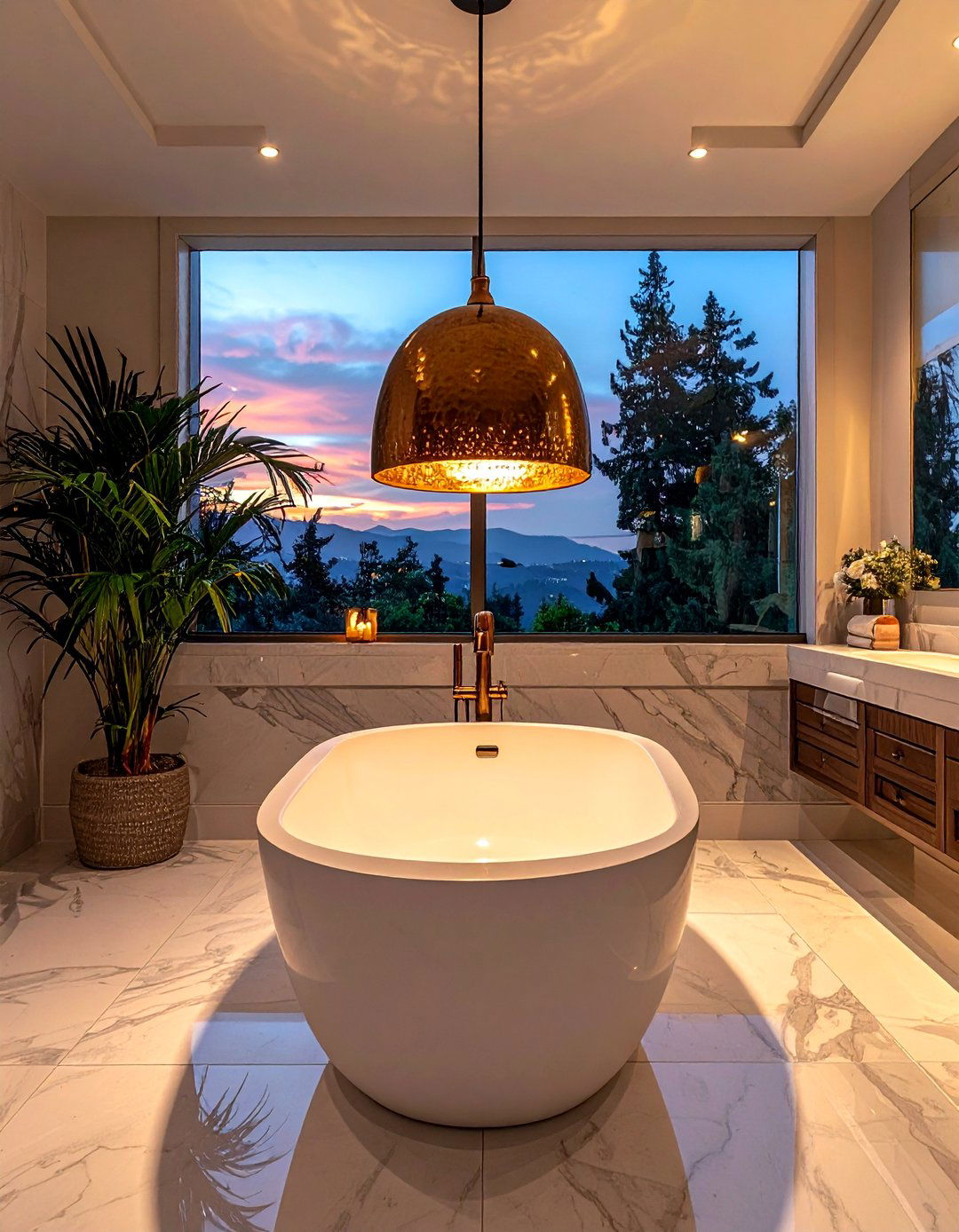 Bronze pendant light - 30 bronze bathroom ideas