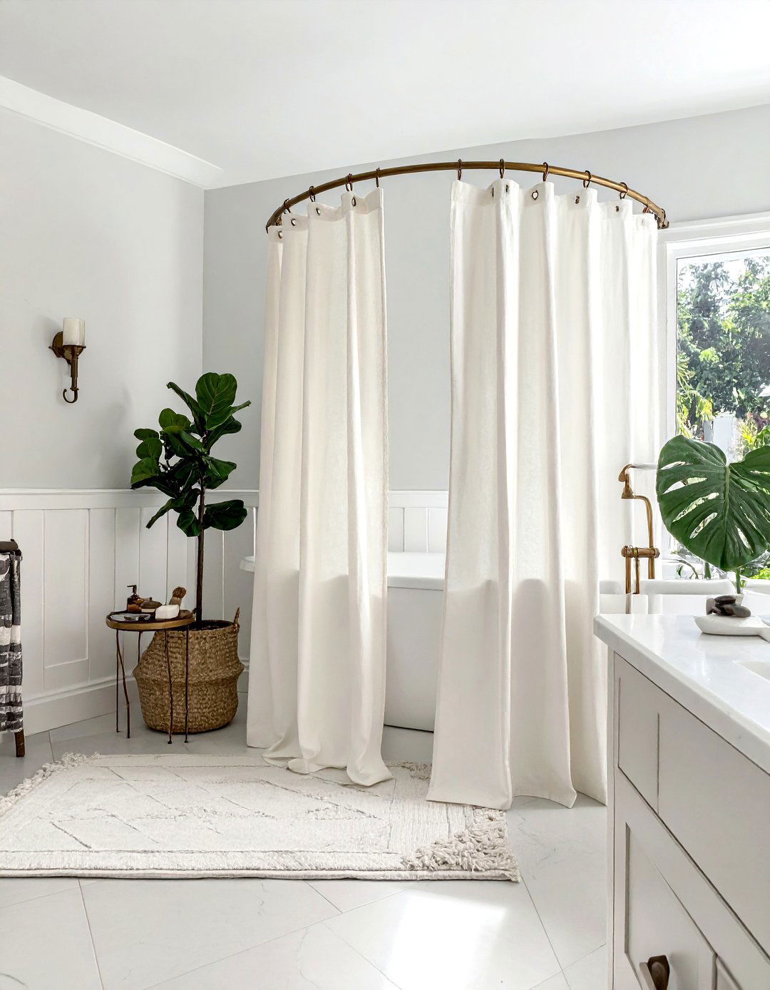 Bronze shower curtain rod - 30 bronze bathroom ideas