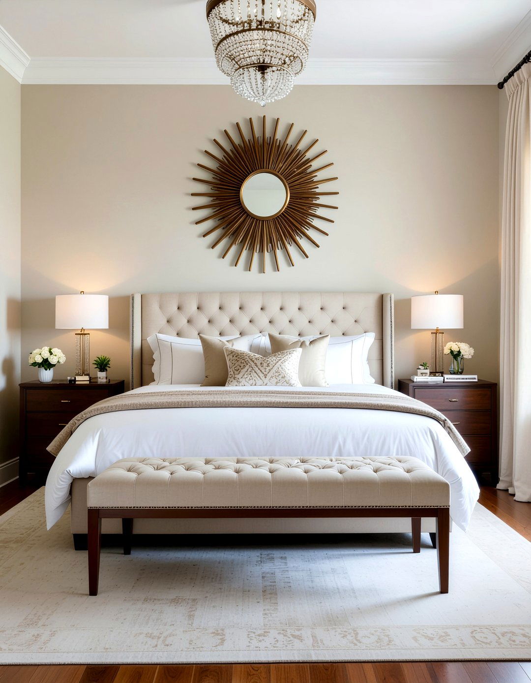 Bronze sunburst wall decor - 30 bronze accent bedroom ideas