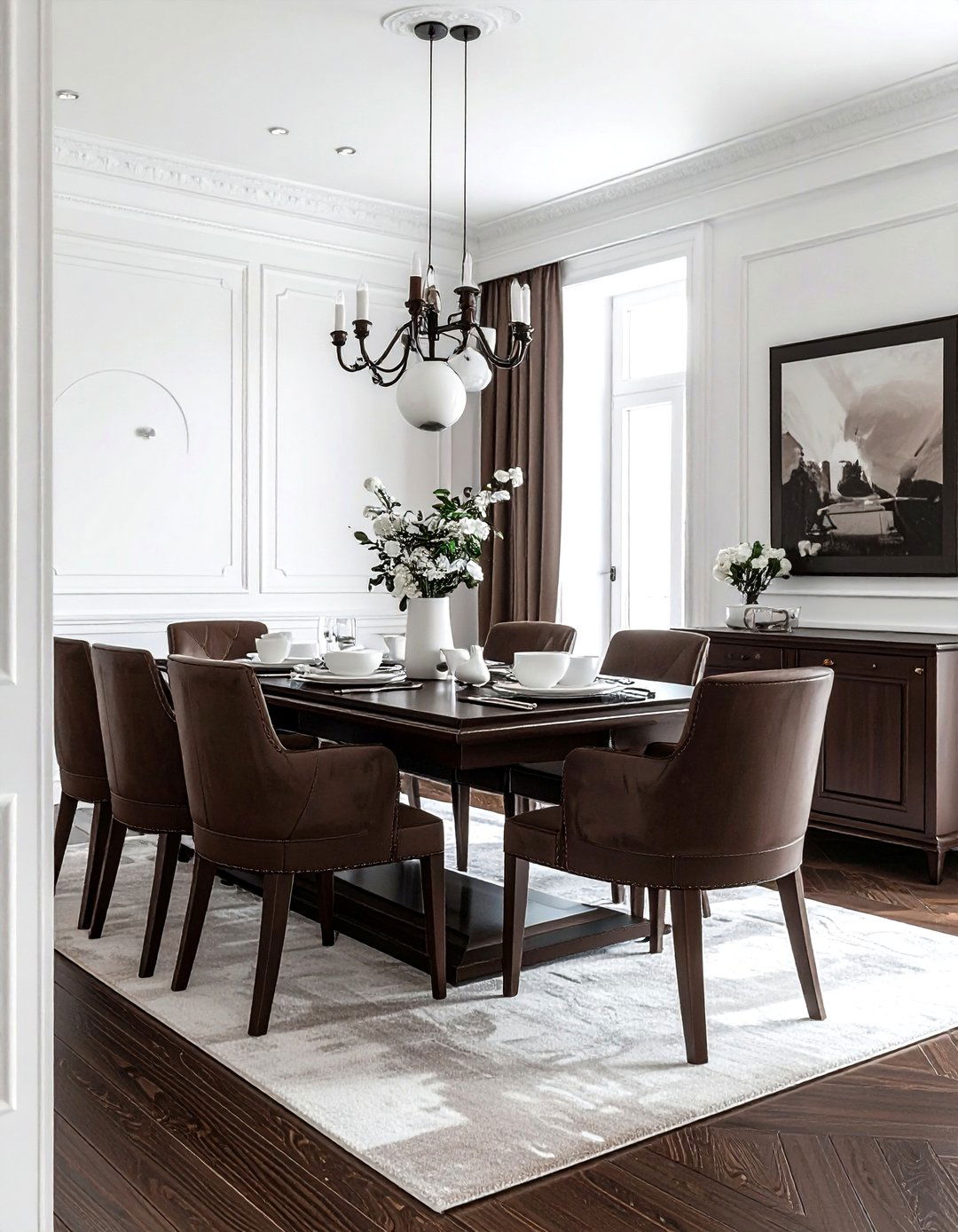 Brown And White Dining Room - 30 chocolate dining room ideas