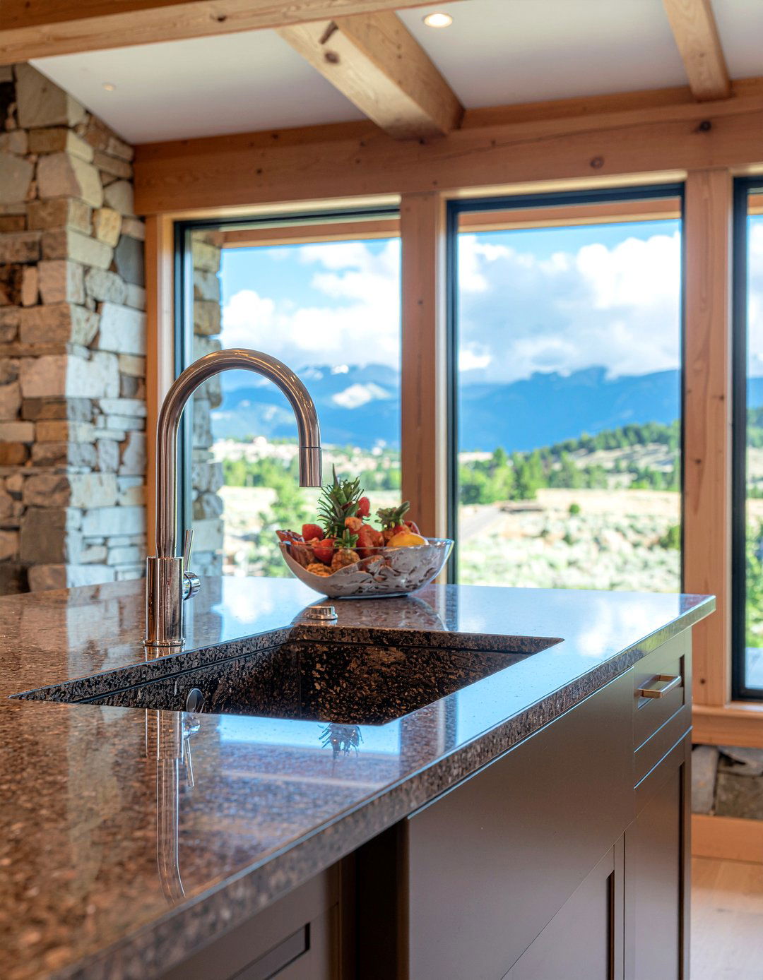 Brown Granite Composite Sink In Rustic Kitchen - 30 granite composite sink kitchen ideas