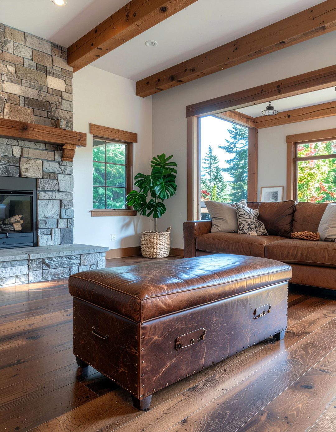 Brown Leather Storage Ottoman - 30 living room storage ottoman ideas