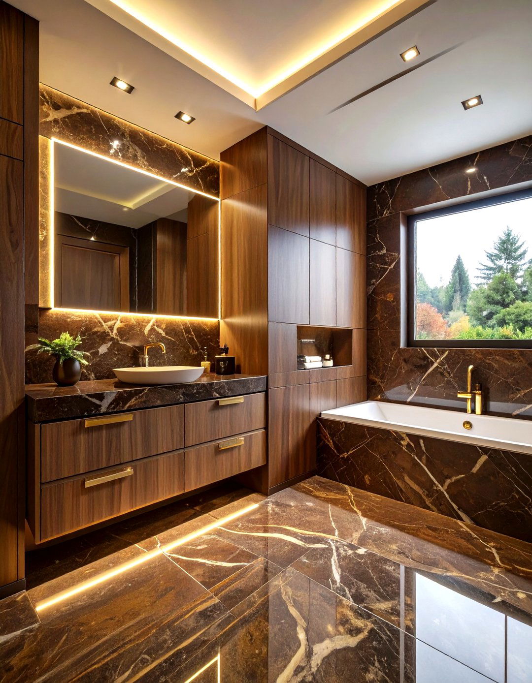 Brown Marble Bathroom - 30 warm tone bathroom ideas