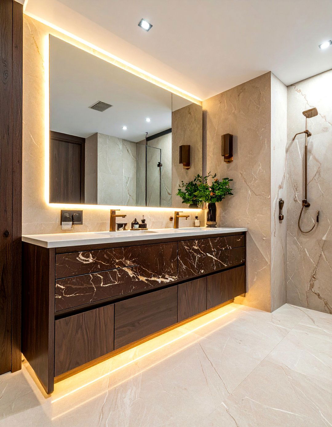 Brown Marble Bathroom Vanity - 30 earthy bathroom ideas