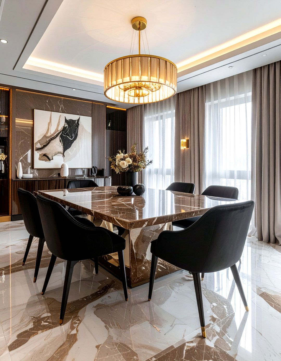 Brown Marble Tabletop - 30 brown dining room ideas