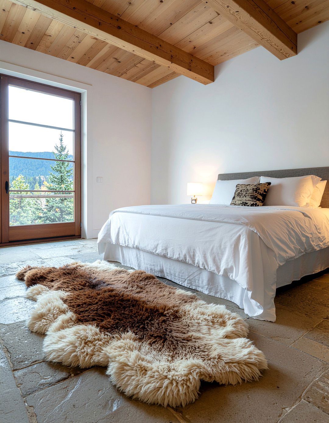 Brown Sheepskin Rug - 30 sheepskin bedroom ideas