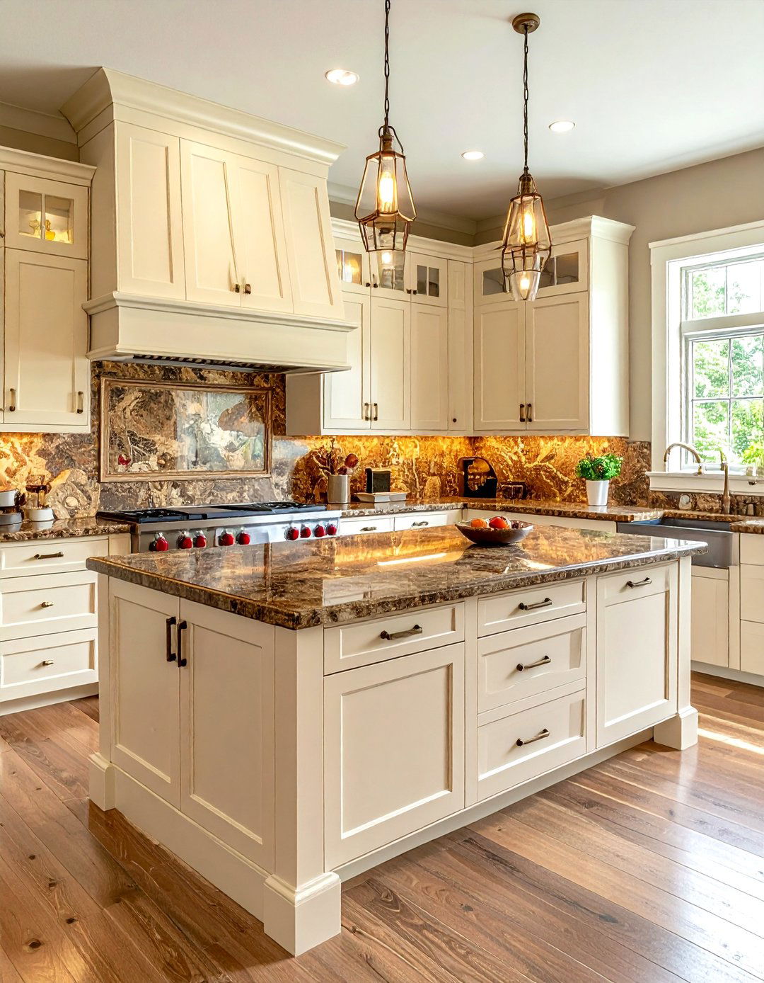 Brown Veined Granite - 30 veined countertop kitchen ideas