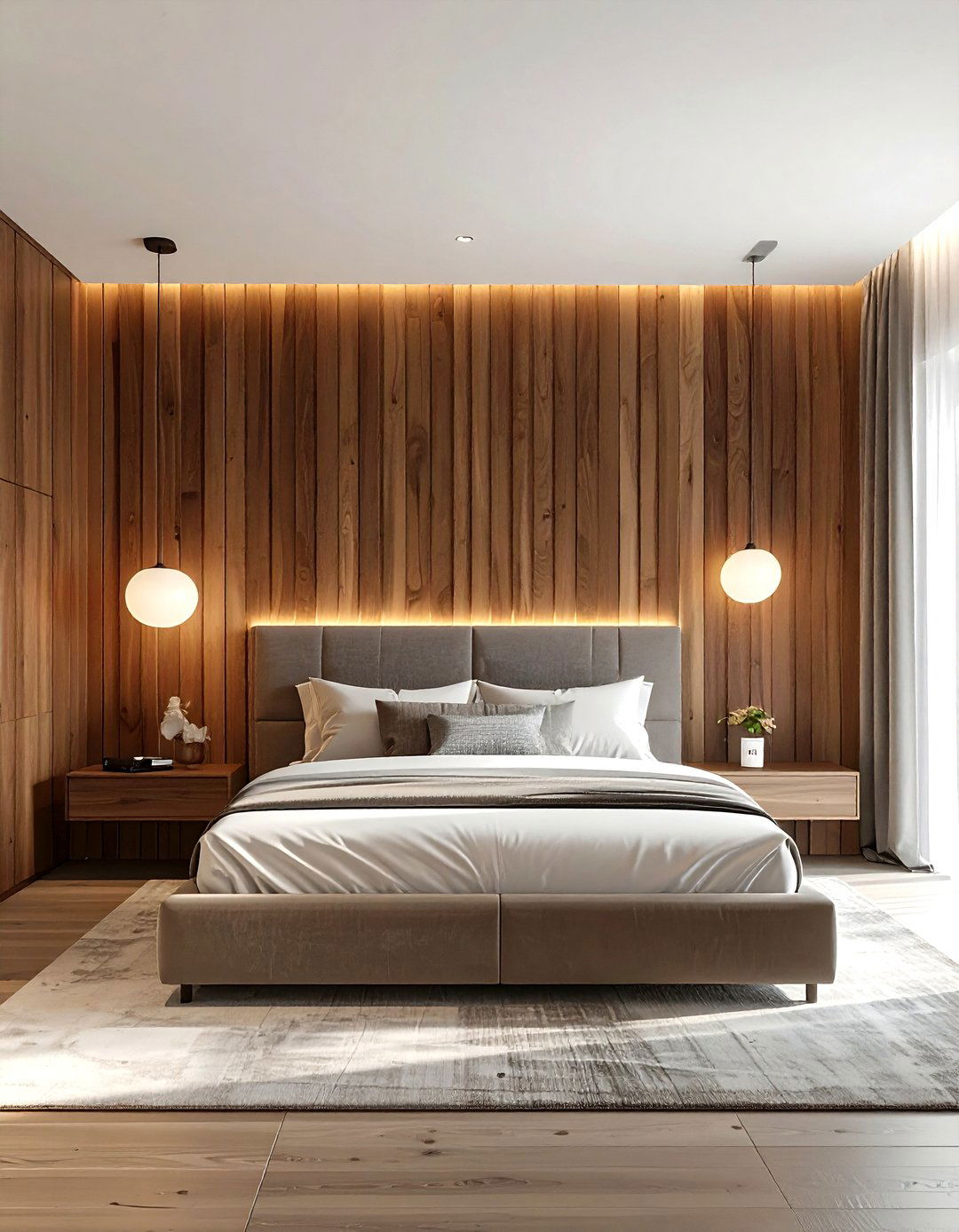 Brown Wood Slat Wall Bedroom - 30 brown bedroom ideas