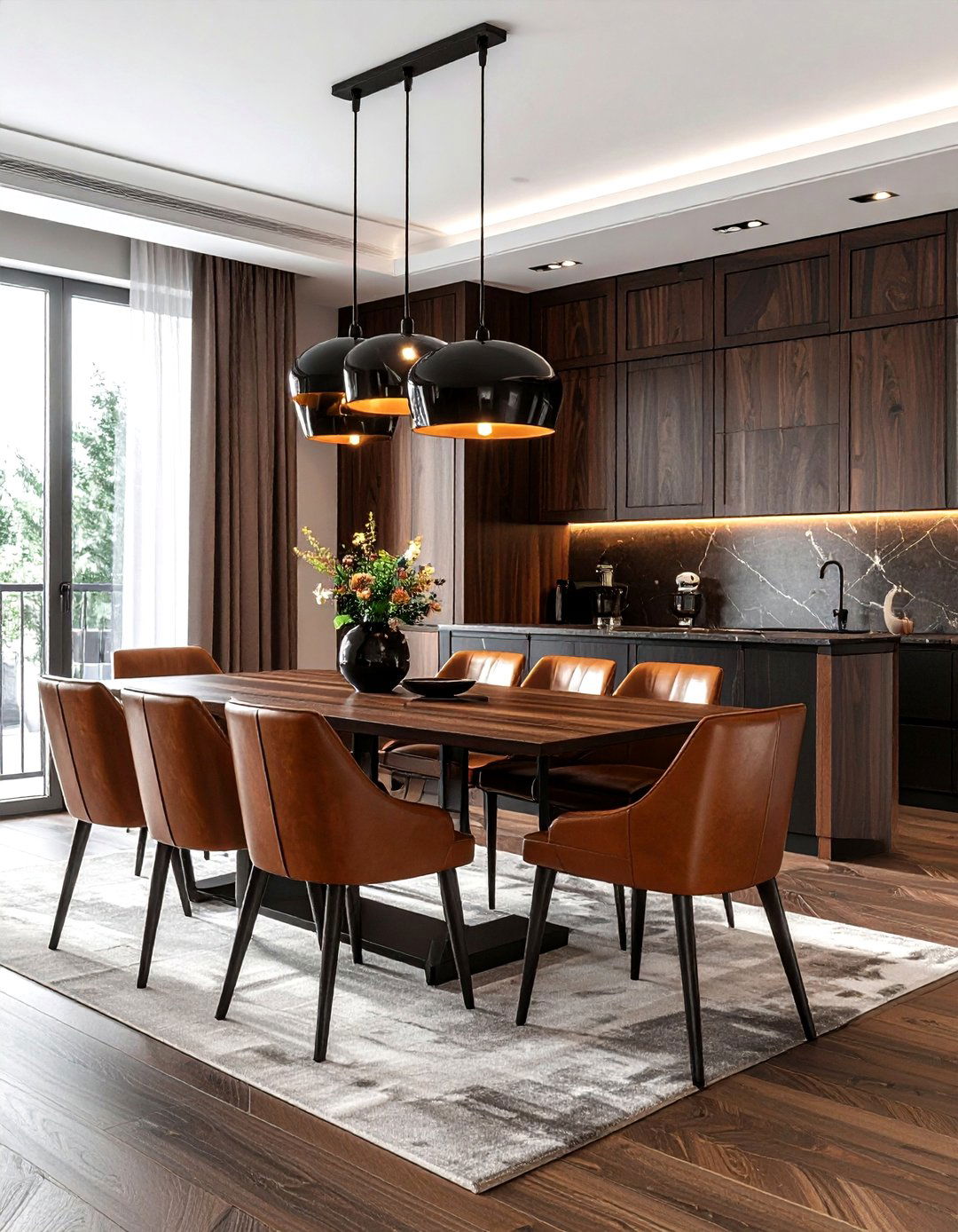 Brown and Black Dining Room - 30 brown dining room color schemes