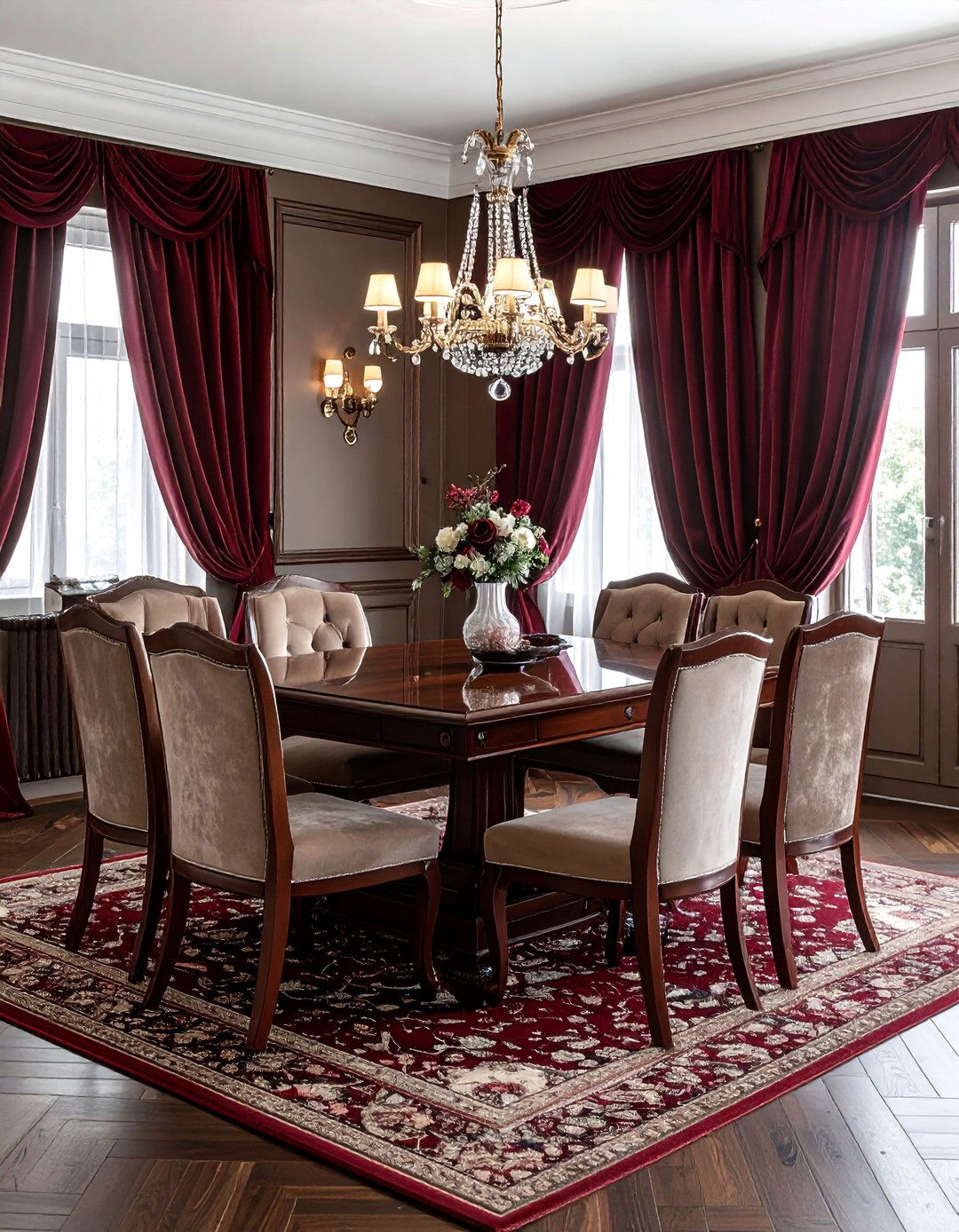Brown and Burgundy Dining Room - 30 brown dining room color schemes