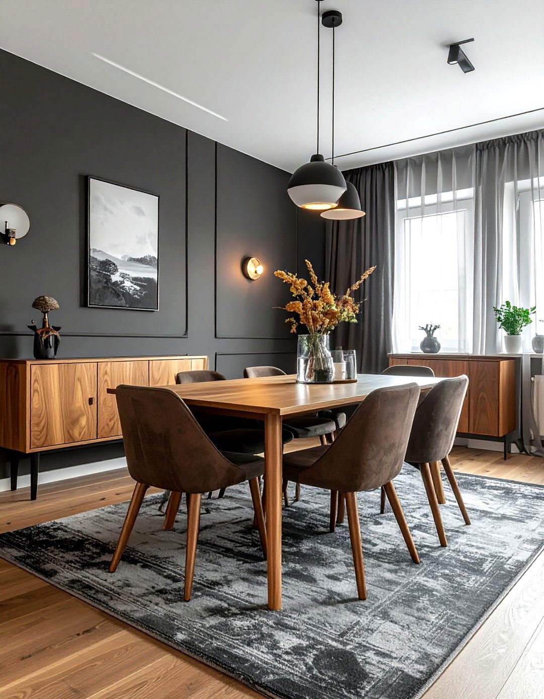 Brown and Charcoal Dining Room - 30 brown dining room color schemes