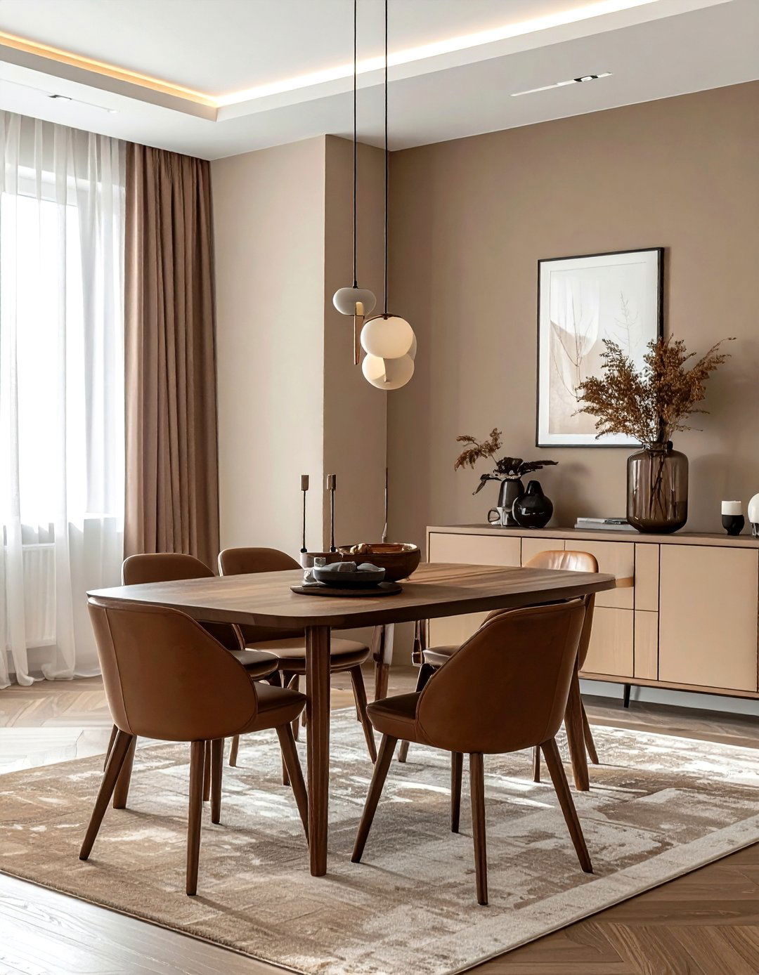 Brown and Greige Dining Room - 30 brown dining room color schemes