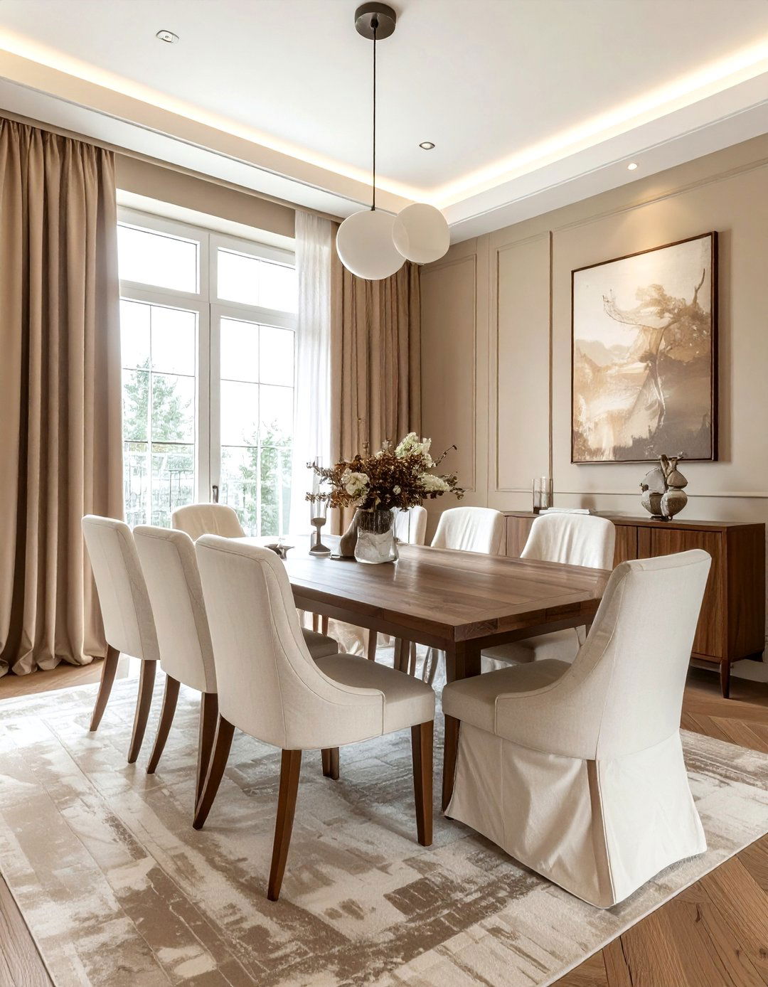 Brown and Ivory Dining Room - 30 brown dining room color schemes