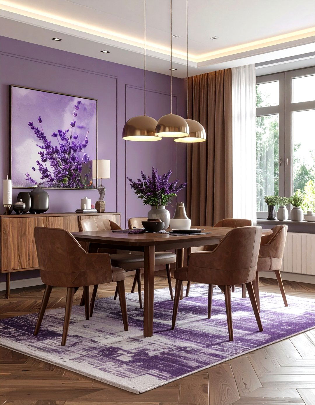 Brown and Lavender Dining Room - 30 brown dining room color schemes