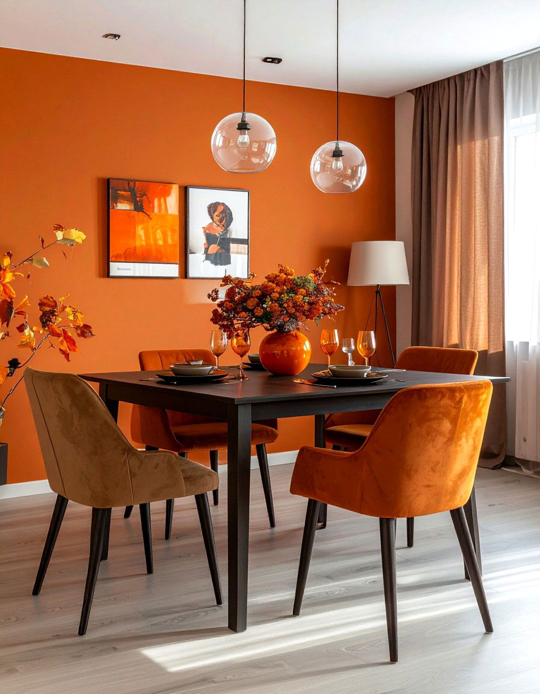 Brown and Orange Dining Room - 30 brown dining room color schemes