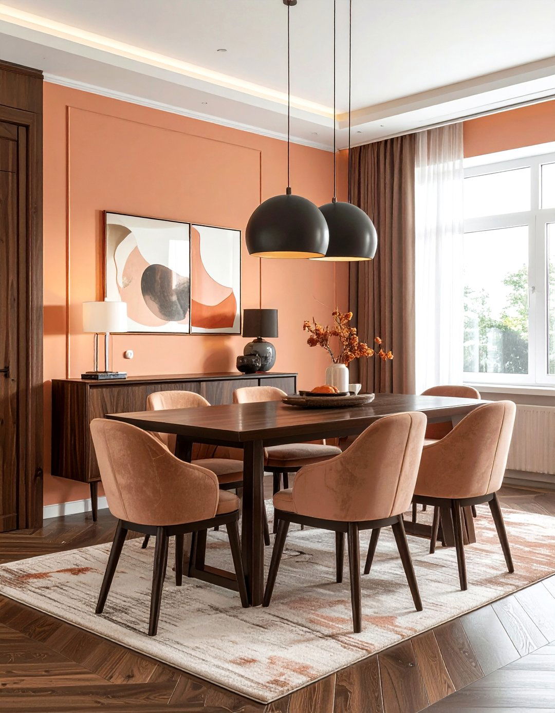 Brown and Peach Dining Room - 30 brown dining room color schemes