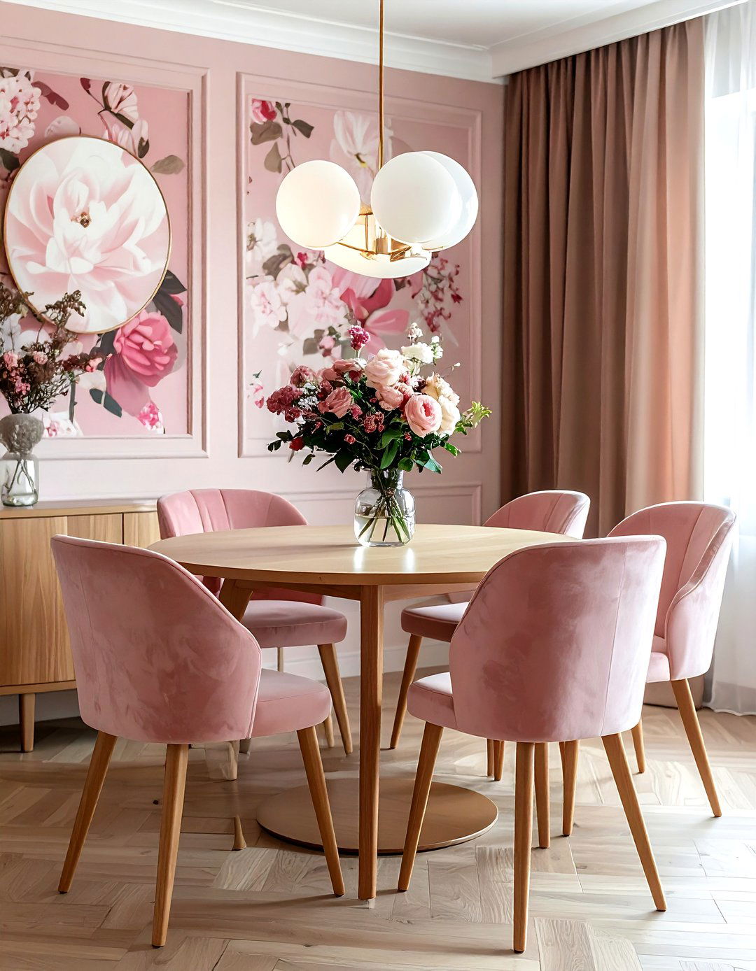 Brown and Pink Dining Room - 30 brown dining room color schemes