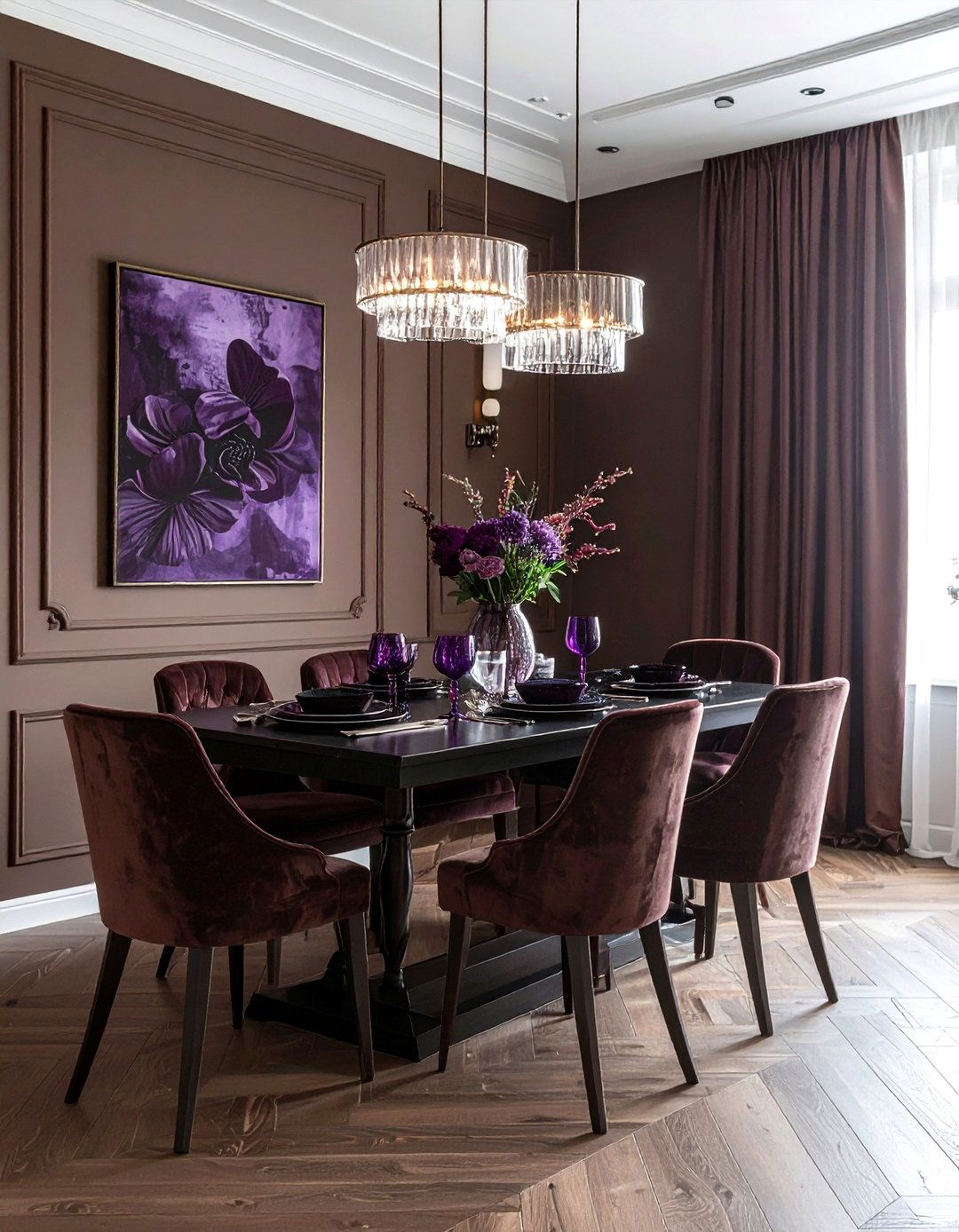 Brown and Plum Dining Room - 30 brown dining room color schemes
