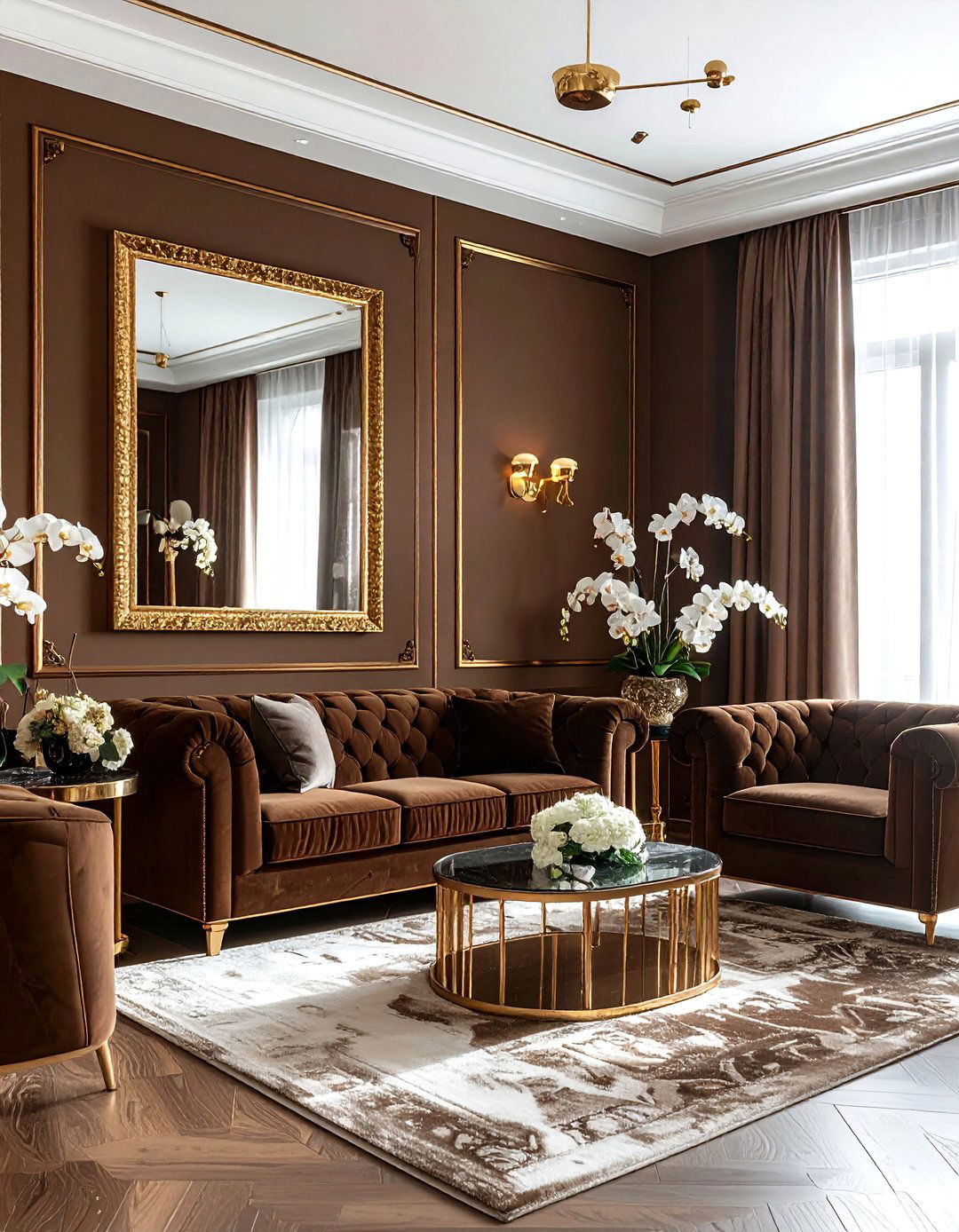 Brown and gold living room - 30 brown living room ideas