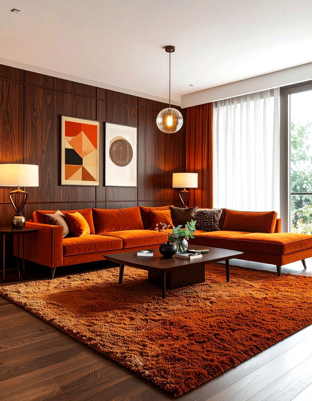 Brown and orange living room - 30 brown living room ideas