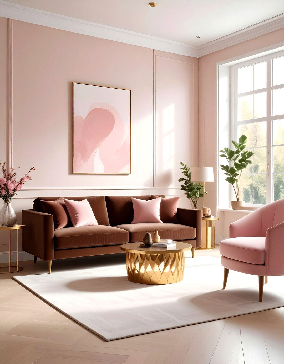 Brown and pink living room - 30 brown living room ideas