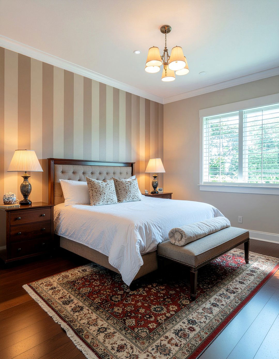 Brown and tan stripe wallpaper - 30 bedroom striped wallpapers