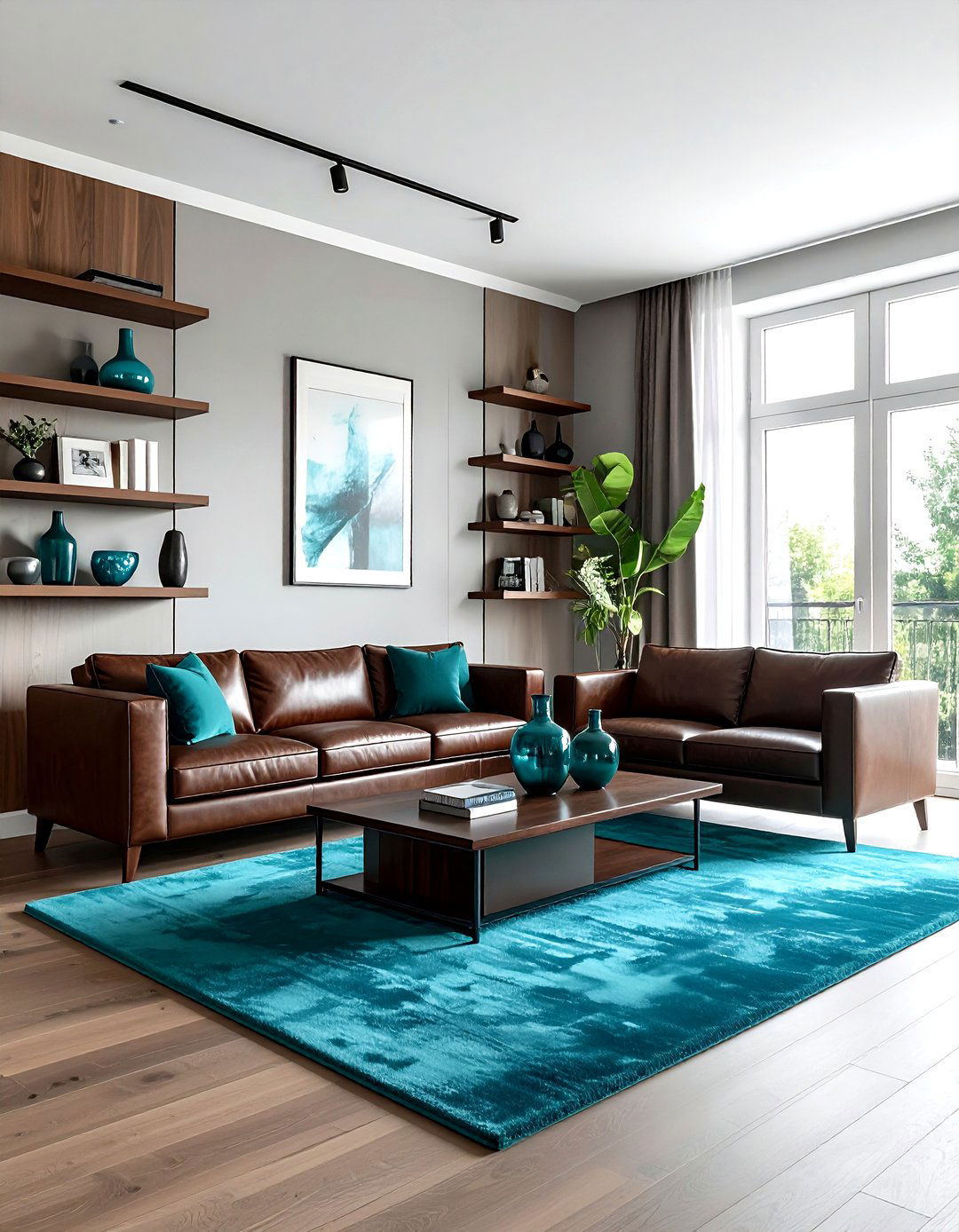 Brown and teal living room - 30 brown living room ideas