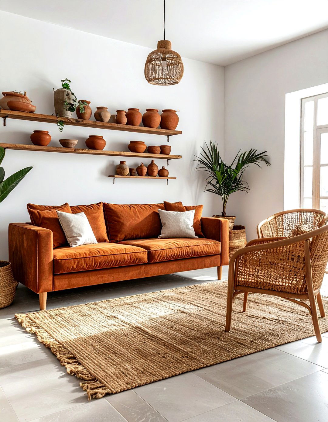 Brown and terracotta color scheme - 30 brown living room ideas