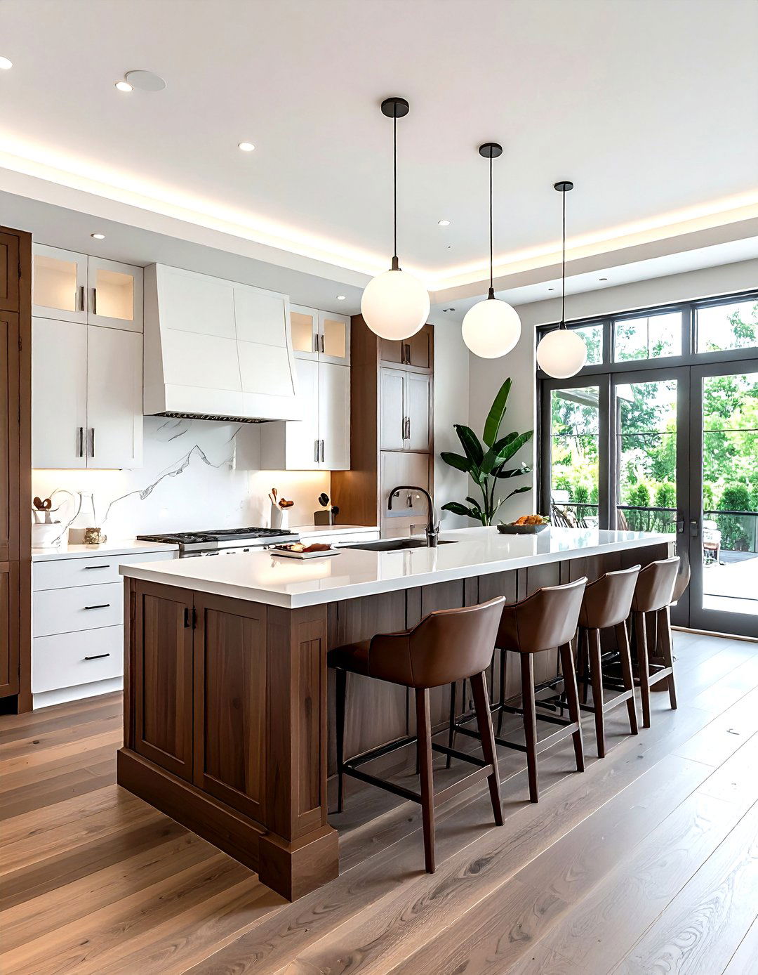 Brown and white kitchen with breakfast bar - 30 brown and white kitchen ideas