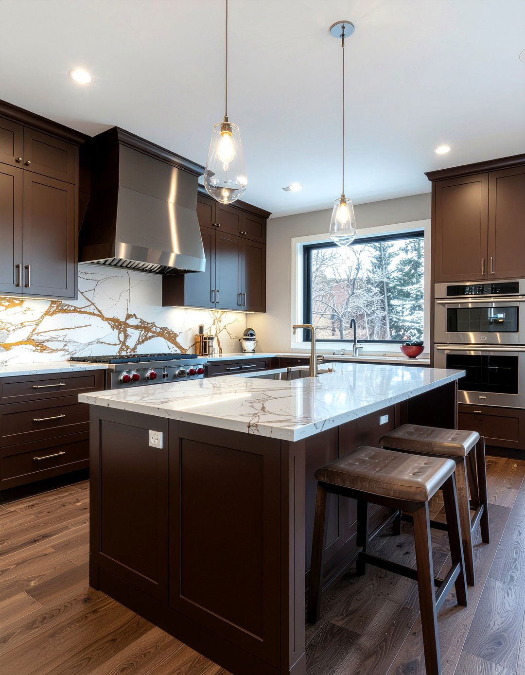 Brown kitchen marble countertops - 30 chocolate brown kitchen ideas