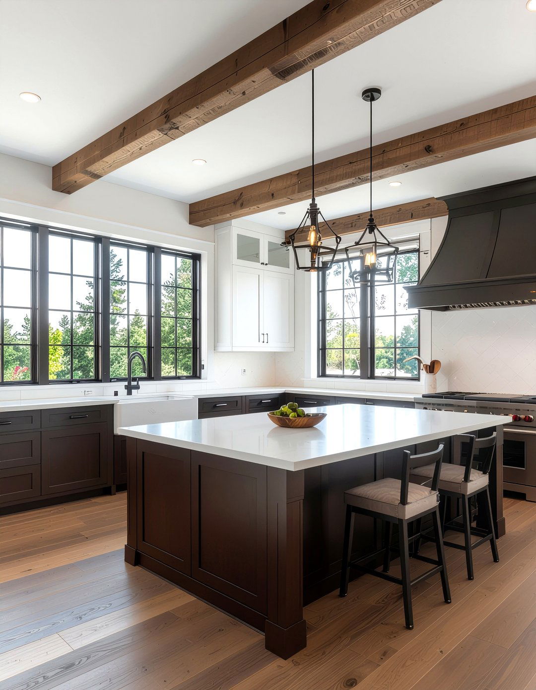 Brown kitchen wood beams - 30 chocolate brown kitchen ideas
