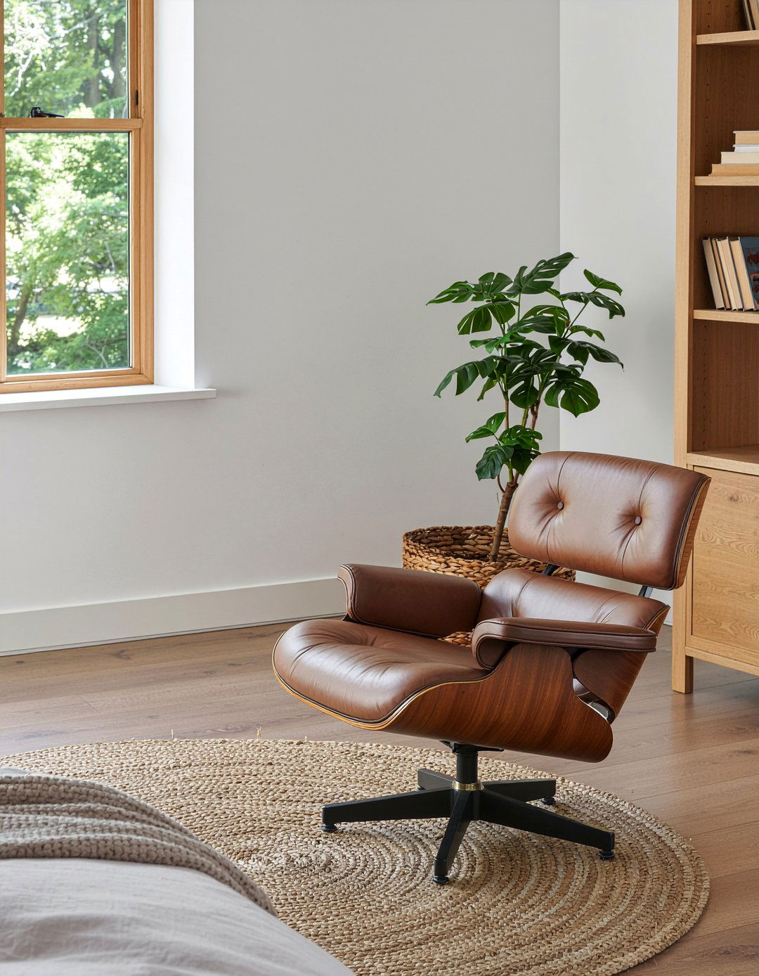 Brown leather chair - 30 earthy bedroom ideas