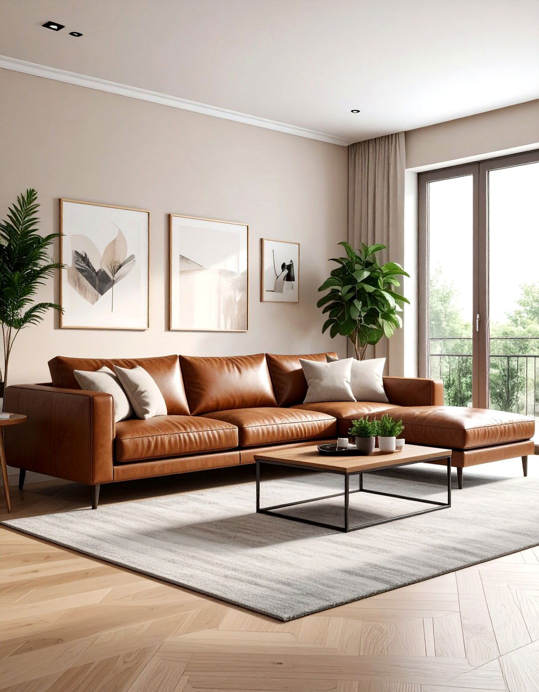 Brown leather sofa - 30 leather decor ideas