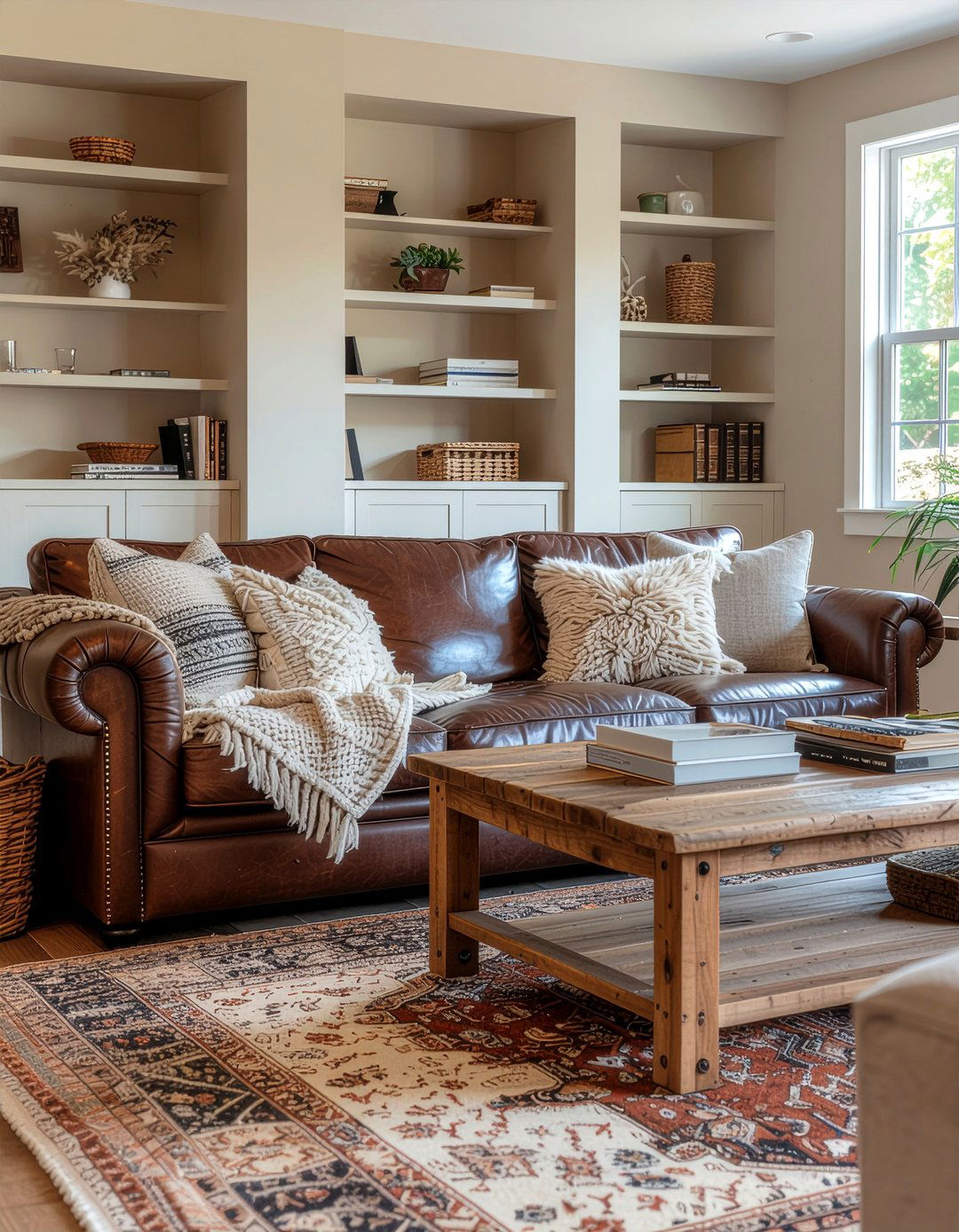 Brown leather sofa - 30 leather living room ideas