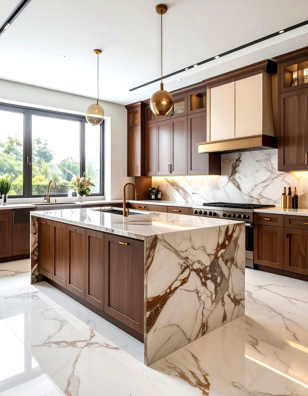 Brown marble kitchen - 30 marble kitchen ideas